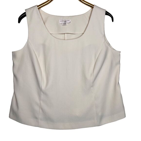 Lady Dorby Size 16W Ivory Jacket Camisole Tank Set Black Floral Embroidery - Picture 8 of 10